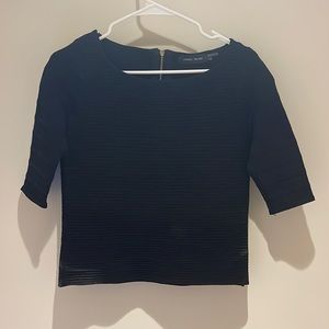 Black knit top with zipper back